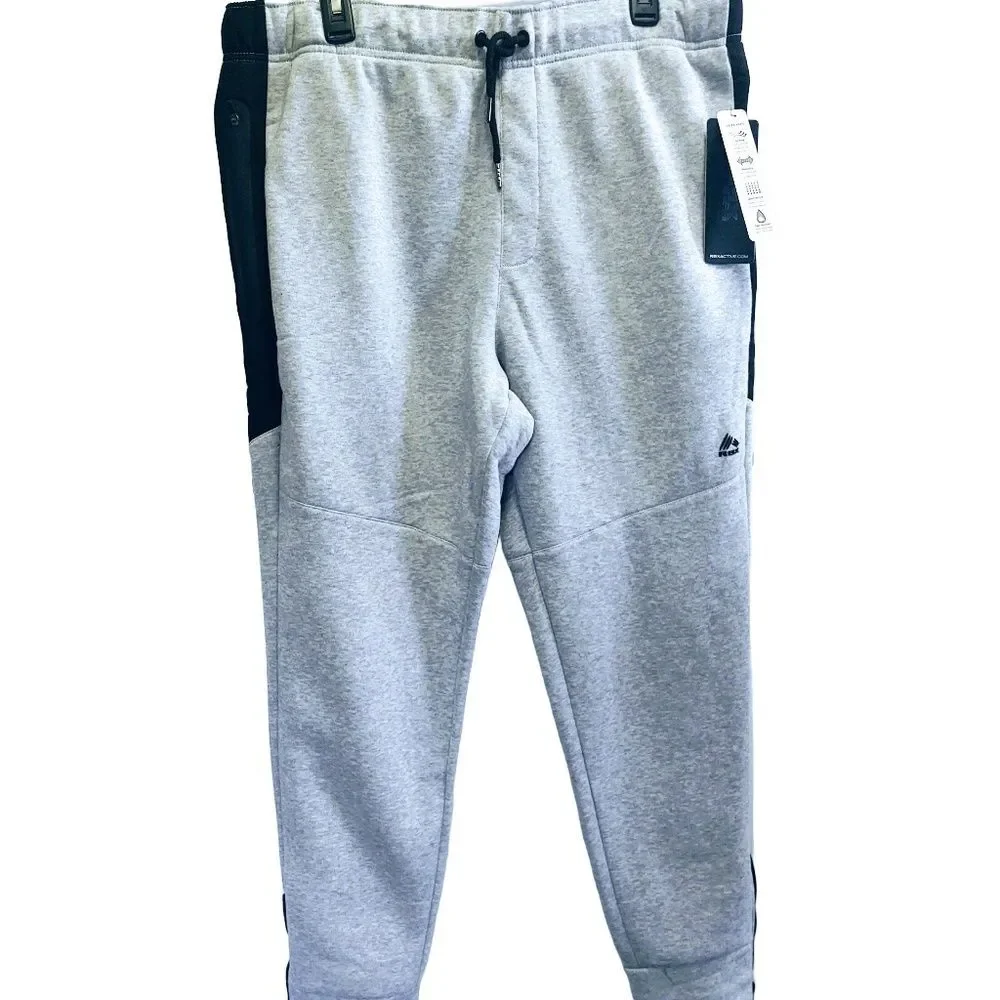 NWT RBX ACTIVEWEAR TAPERED LEG W/ZIPPER FLEECE LINED GRAY/BLACK JOGGER PANTS L